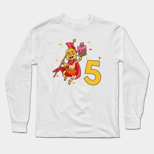I am 5 with Spartan - kids birthday 5 years old Long Sleeve T-Shirt